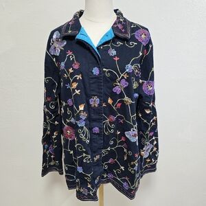 The Quaker Factory Vintage Beaded Butterfly Flower Jacket Size Large